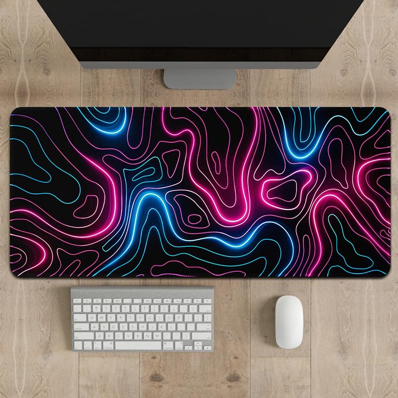 Rcege Großer Mauspad für Schreibtisch - 600x300mm Gaming-Mauspad mit genähten Kanten, Nicht rutschender Unterlage, Schreibtischmatte für Tastatur und Maus Bild 4