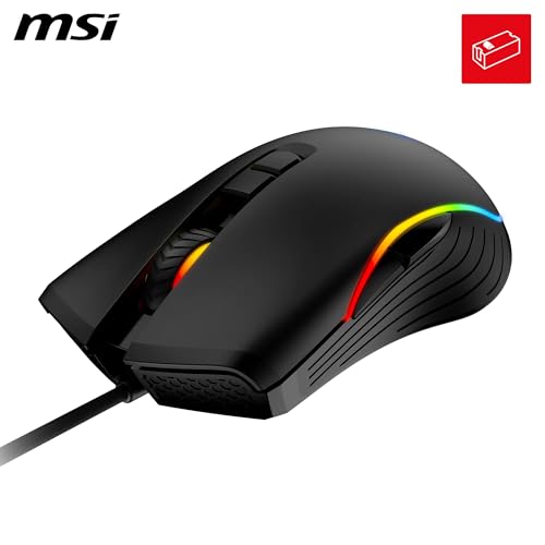 MSI Forge GM300 Gaming-Maus – 7200 DPI optischer Sensor, symmetrisch, 10 Mio. Klicks, 7 Tasten, 8 ms Latenz, RGB-LED, 118 g – kabelgebunden Bild 2