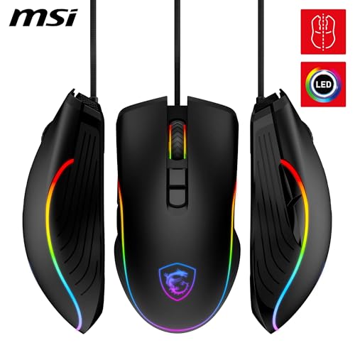 MSI Forge GM300 Gaming-Maus – 7200 DPI optischer Sensor, symmetrisch, 10 Mio. Klicks, 7 Tasten, 8 ms Latenz, RGB-LED, 118 g – kabelgebunden Bild 3