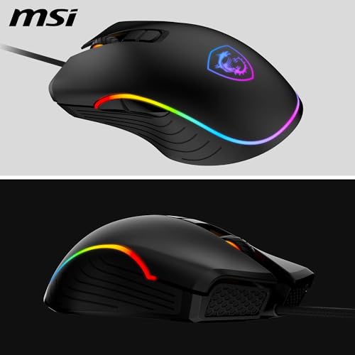 MSI Forge GM300 Gaming-Maus – 7200 DPI optischer Sensor, symmetrisch, 10 Mio. Klicks, 7 Tasten, 8 ms Latenz, RGB-LED, 118 g – kabelgebunden Bild 5