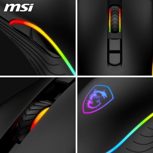 MSI Forge GM300 Gaming-Maus – 7200 DPI optischer Sensor, symmetrisch, 10 Mio. Klicks, 7 Tasten, 8 ms Latenz, RGB-LED, 118 g – kabelgebunden Bild 7