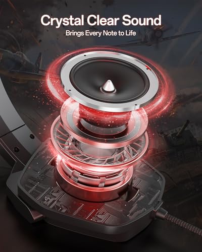 NUBWO N16 Gaming Headset – Mikrofon mit Geräuschunterdrückung, Stereo Sound und Komfortables Design für PS5, PS4, Xbox One, NS, PC, Laptop und Mac - Rot Bild 3