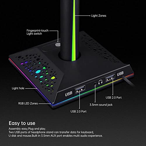 Kopfhörerhalter Kopfhörerständer RGB-Kopfhörerständer Over-Ear-Gaming-Headset Schreibtischhalterung Gaming-Kopfhörerhalter Display-Regal PC-Zubehör Headset Halterung Headset Ständer Bild 5