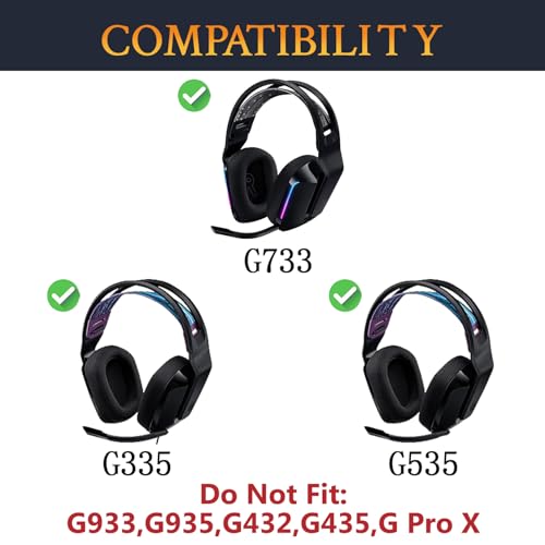 SOULWIT Kühlgel Ersatzpolster Ersatz Ohrpolster für Logitech G733 G535 G335 Lightspeed Wireless Gaming Headset, Ohrpolsterkissen mit Langlebiger EIS-Seidenstoff, Schalldämmungsschaum Bild 2