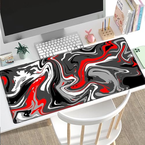 Rcege Großer Mauspad für Schreibtisch - Gaming-Mauspad mit genähten Kanten, Nicht rutschender Unterlage, Schreibtischmatte für Tastatur und Maus (Abstract Red,600L x 300B mm) Bild 7