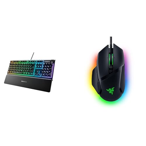 SteelSeries Apex 3 - Gaming Tastatur - 10-Zonen RGB-Beleuchtung & Razer Basilisk V3 - Kabelgebundene, anpassbare Gaming Maus Bild 1