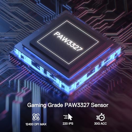 Redragon M724 Kabelgebundene Gaming Maus 42g Ultra-Leicht 12400 Max DPI Gaming Maus mit 5 Programmierbaren Tasten Ergonomischer Natürlicher Griff Software Unterstützt DIY Keybinds & DPI, Schwarz Bild 5