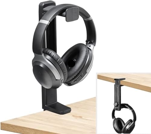 Kopfhörerhalter-Aufhänger, Kopfhörerständer, um 360 Grad drehbar, 2-in-1, über und unter dem Schreibtisch, Gaming-Headset-Halterung, Halterungshaken, Headset-Halter, Kopfhörer-Halter Bild 4