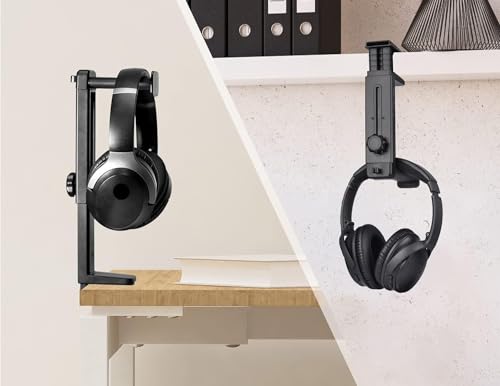 Kopfhörerhalter-Aufhänger, Kopfhörerständer, um 360 Grad drehbar, 2-in-1, über und unter dem Schreibtisch, Gaming-Headset-Halterung, Halterungshaken, Headset-Halter, Kopfhörer-Halter Bild 6