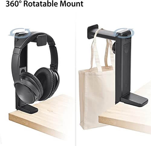 Kopfhörerhalter-Aufhänger, Kopfhörerständer, um 360 Grad drehbar, 2-in-1, über und unter dem Schreibtisch, Gaming-Headset-Halterung, Halterungshaken, Headset-Halter, Kopfhörer-Halter Bild 7