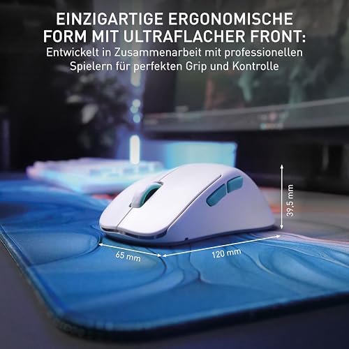 CHERRY XTRFY M64 Wireless, Ultraleichte Kabellose Gaming-Maus, 2,4 GHz Funk, Optimiert für esports, Ergonomische Form mit Besonders Niedriger Front, Weiß Bild 3