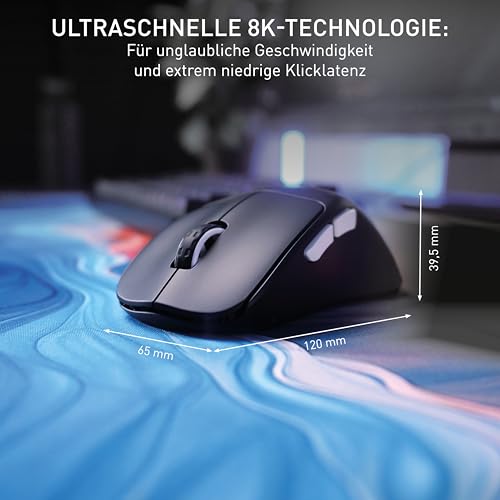 CHERRY XTRFY M64 Pro Wireless, Ultraschnelle Kabellose Gaming-Maus, 2,4 GHz Funk, Optimiert für esports, 8K-Mouse, Ergonomische Form mit Flacher Front, Schwarz Bild 3