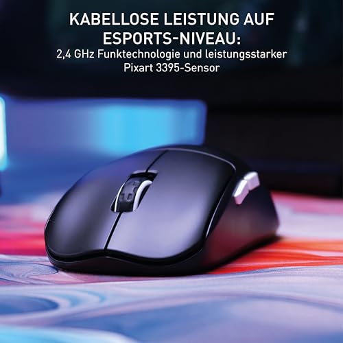 CHERRY XTRFY M68 Pro Wireless, Ultraschnelle Kabellose Gaming-Maus, 2,4 GHz Funk, Optimiert für esports, 8K-Mouse, Symmetrische Form mit Flacher Front, Schwarz Bild 5