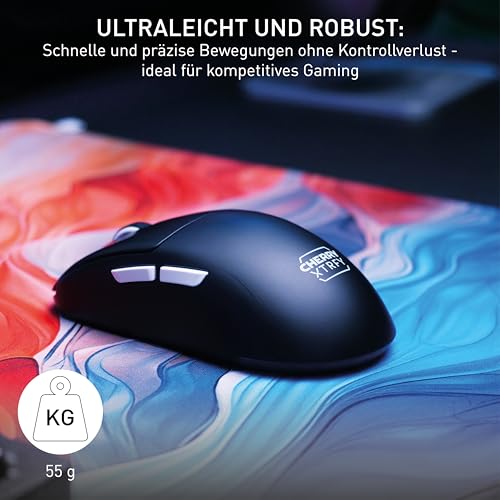 CHERRY XTRFY M68 Pro Wireless, Ultraschnelle Kabellose Gaming-Maus, 2,4 GHz Funk, Optimiert für esports, 8K-Mouse, Symmetrische Form mit Flacher Front, Schwarz Bild 6