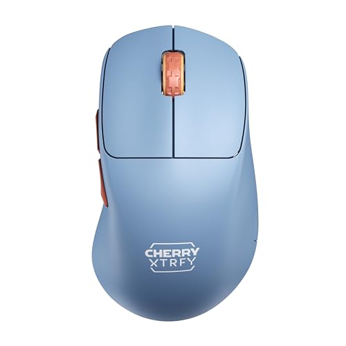 CHERRY XTRFY M64 Wireless, Ultraleichte Kabellose Gaming-Maus, 2,4 GHz Funk, Optimiert für esports, Ergonomische Form mit Besonders Niedriger Front, Blau Bild 1