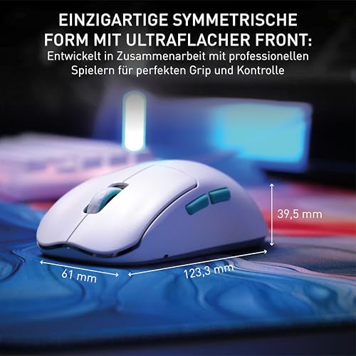 CHERRY XTRFY M68 Wireless, Ultraleichte Kabellose Gaming-Maus, 2,4 GHz Funk, Optimiert für esports, Symmetrische Form mit Besonders Niedriger Front, Weiß Bild 3
