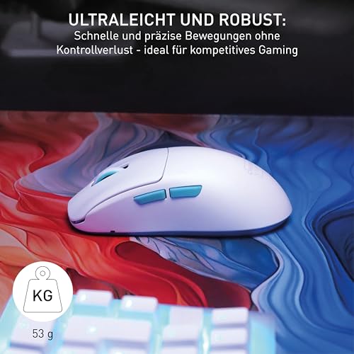 CHERRY XTRFY M68 Wireless, Ultraleichte Kabellose Gaming-Maus, 2,4 GHz Funk, Optimiert für esports, Symmetrische Form mit Besonders Niedriger Front, Weiß Bild 5