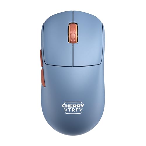 CHERRY XTRFY M68 Wireless, Ultraleichte Kabellose Gaming-Maus, 2,4 GHz Funk, Optimiert für esports, Symmetrische Form mit Besonders Niedriger Front, Blau Bild 1