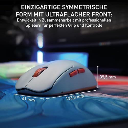 CHERRY XTRFY M68 Wireless, Ultraleichte Kabellose Gaming-Maus, 2,4 GHz Funk, Optimiert für esports, Symmetrische Form mit Besonders Niedriger Front, Blau Bild 3