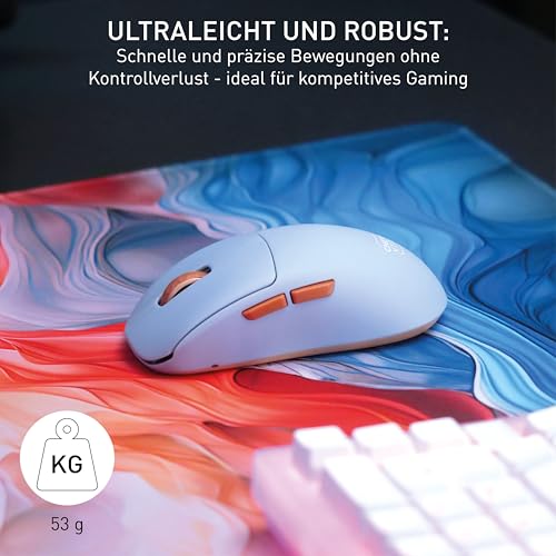 CHERRY XTRFY M68 Wireless, Ultraleichte Kabellose Gaming-Maus, 2,4 GHz Funk, Optimiert für esports, Symmetrische Form mit Besonders Niedriger Front, Blau Bild 5
