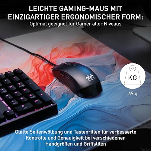 M50, Leichte Kabelgebundene Gaming-Maus, Ergonomische Form für Optimalen Komfort und Kontrolle, 5 On-Board-Profile, USB-A Anschluss, Schwarz Bild 2