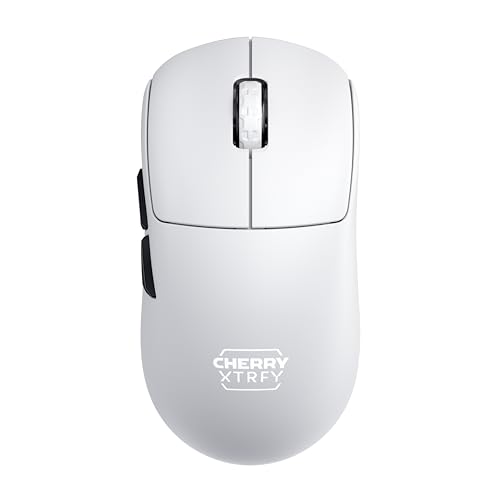 CHERRY XTRFY M68 Pro Wireless, Ultraschnelle Kabellose Gaming-Maus, 2,4 GHz Funk, Optimiert für esports, 8K-Mouse, Symmetrische Form mit Flacher Front, Weiß Bild 1