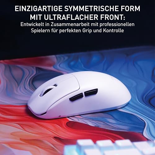 CHERRY XTRFY M68 Pro Wireless, Ultraschnelle Kabellose Gaming-Maus, 2,4 GHz Funk, Optimiert für esports, 8K-Mouse, Symmetrische Form mit Flacher Front, Weiß Bild 4