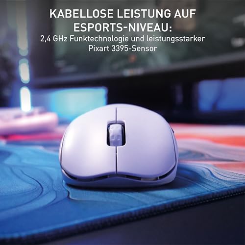 CHERRY XTRFY M68 Pro Wireless, Ultraschnelle Kabellose Gaming-Maus, 2,4 GHz Funk, Optimiert für esports, 8K-Mouse, Symmetrische Form mit Flacher Front, Weiß Bild 5