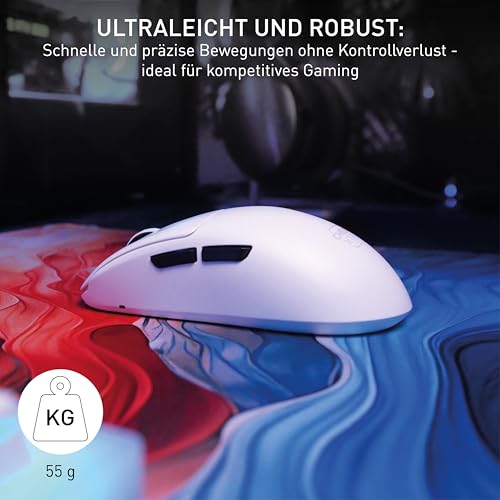 CHERRY XTRFY M68 Pro Wireless, Ultraschnelle Kabellose Gaming-Maus, 2,4 GHz Funk, Optimiert für esports, 8K-Mouse, Symmetrische Form mit Flacher Front, Weiß Bild 6