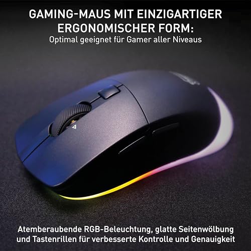 M50 Wireless, Kabellose Gaming-Maus, Verbindung über 2.4 GHz Funk, Bluetooth & Kabel, Ergonomische Form, RGB-Beleuchtung, Wiederaufladbar, Schwarz Bild 2