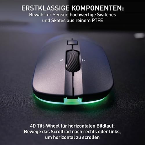M50 Wireless, Kabellose Gaming-Maus, Verbindung über 2.4 GHz Funk, Bluetooth & Kabel, Ergonomische Form, RGB-Beleuchtung, Wiederaufladbar, Schwarz Bild 4