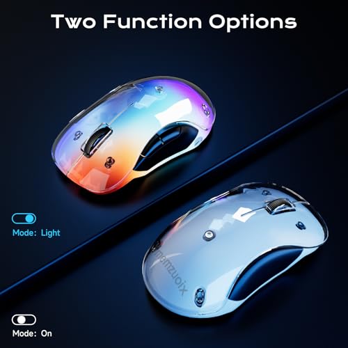 memzuoix LED Kabellose Maus – Wiederaufladbare 2.4G Optische Maus mit Magnetischer Abdeckung, Sanfter RGB-Beleuchtung, 1400 DPI, Ergonomisches Design mit USB-Empfänger für Laptop, PC und MacBook Bild 2