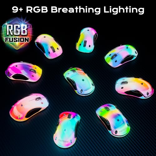 memzuoix LED Kabellose Maus – Wiederaufladbare 2.4G Optische Maus mit Magnetischer Abdeckung, Sanfter RGB-Beleuchtung, 1400 DPI, Ergonomisches Design mit USB-Empfänger für Laptop, PC und MacBook Bild 3