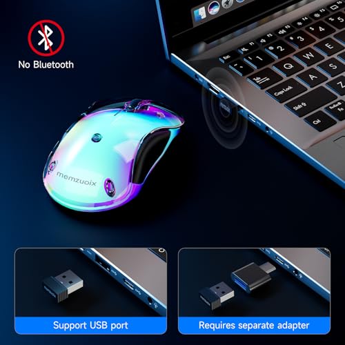 memzuoix LED Kabellose Maus – Wiederaufladbare 2.4G Optische Maus mit Magnetischer Abdeckung, Sanfter RGB-Beleuchtung, 1400 DPI, Ergonomisches Design mit USB-Empfänger für Laptop, PC und MacBook Bild 5