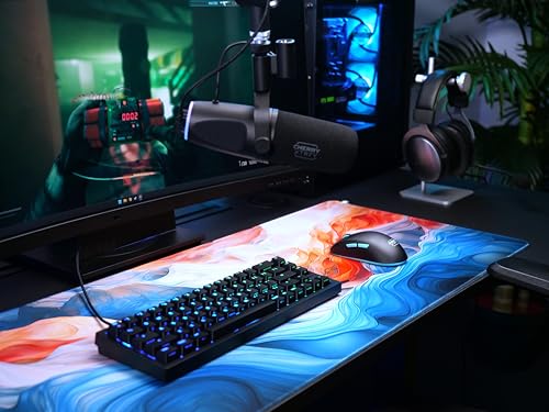 CHERRY XTRFY GP5, Gaming-Mauspad aus Stoff in XL (920 x 400 x 3 mm), Glattes Speed-Pad für Präzision, Vernähte Kanten, Rutschfest, Maschinenwaschbar, Amnis Blue Bild 3
