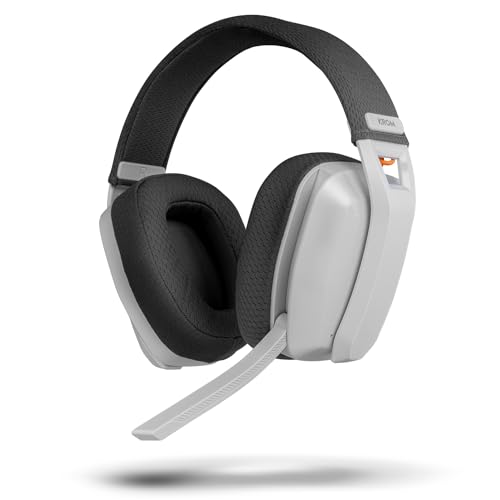 KROM KANJI – Kabelloses Gaming-Headset mit Bluetooth 5.3, 2,4 GHz & USB, 40-mm-Treibern, omnidirektionalem Mikrofon, Lautstärke- & Stummschaltung am Ohrhörer, verstellbarem, leichtem Kopfband, Weiß Bild 2