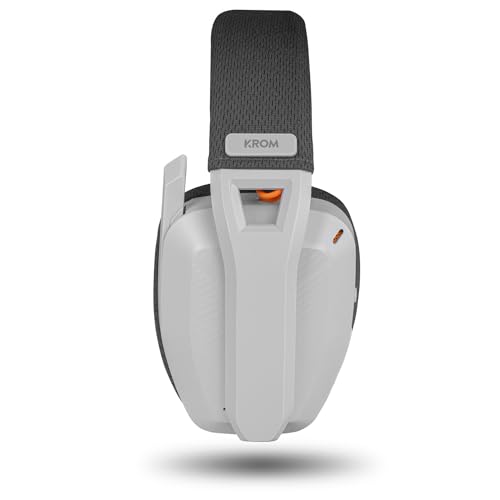 KROM KANJI – Kabelloses Gaming-Headset mit Bluetooth 5.3, 2,4 GHz & USB, 40-mm-Treibern, omnidirektionalem Mikrofon, Lautstärke- & Stummschaltung am Ohrhörer, verstellbarem, leichtem Kopfband, Weiß Bild 3