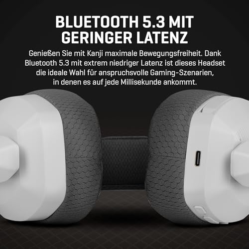 KROM KANJI – Kabelloses Gaming-Headset mit Bluetooth 5.3, 2,4 GHz & USB, 40-mm-Treibern, omnidirektionalem Mikrofon, Lautstärke- & Stummschaltung am Ohrhörer, verstellbarem, leichtem Kopfband, Weiß Bild 5