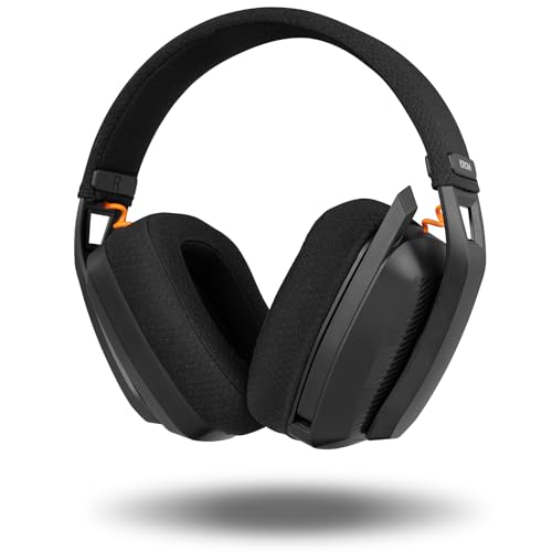 KROM KANJI – Kabelloses Gaming-Headset mit Bluetooth 5.3, 2,4 GHz & USB, 40-mm-Treibern, omnidirektionalem Mikrofon, Lautstärke- & Stummschaltung am Ohrhörer, verstellbarem, leichtem Kopfband, Schwarz Bild 1