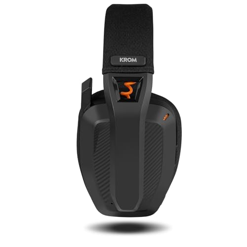KROM KANJI – Kabelloses Gaming-Headset mit Bluetooth 5.3, 2,4 GHz & USB, 40-mm-Treibern, omnidirektionalem Mikrofon, Lautstärke- & Stummschaltung am Ohrhörer, verstellbarem, leichtem Kopfband, Schwarz Bild 3