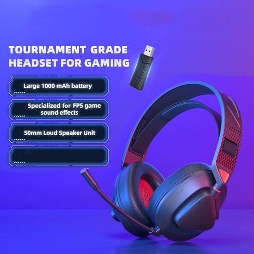 Elprico Gaming-Headset mit Mikrofon, 2,4 G, Typ-C-Schnittstellenempfänger, Soundkabel, Bluetooth 4 Modi, Drehbarer, Verstellbarer Kopfbügel, Leichter Kabelgebundener Kopfhörer für Bild 2