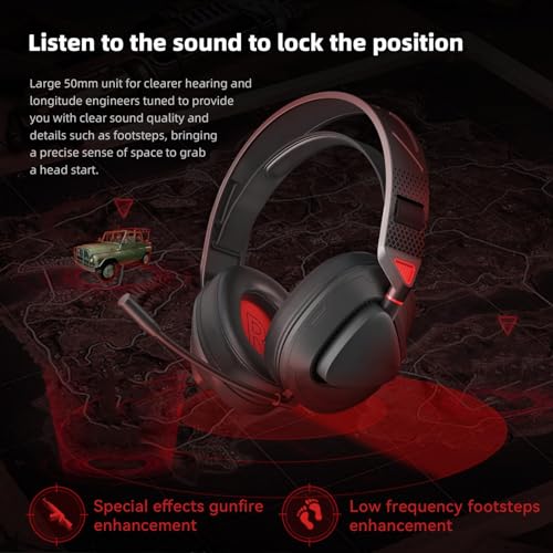 Elprico Gaming-Headset mit Mikrofon, 2,4 G, Typ-C-Schnittstellenempfänger, Soundkabel, Bluetooth 4 Modi, Drehbarer, Verstellbarer Kopfbügel, Leichter Kabelgebundener Kopfhörer für Bild 6