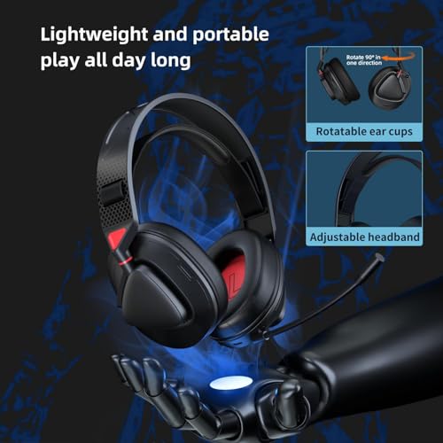 Elprico Gaming-Headset mit Mikrofon, 2,4 G, Typ-C-Schnittstellenempfänger, Soundkabel, Bluetooth 4 Modi, Drehbarer, Verstellbarer Kopfbügel, Leichter Kabelgebundener Kopfhörer für Bild 7