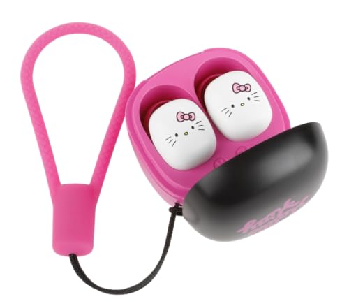 Konix Hello Kitty Kabellose Kopfhörer für Smartphones und Tablets - Akkulaufzeit 6 Std. + 15 Std. im Etui - Bluetooth-Verbindung - Schwarz und Rosa Bild 1