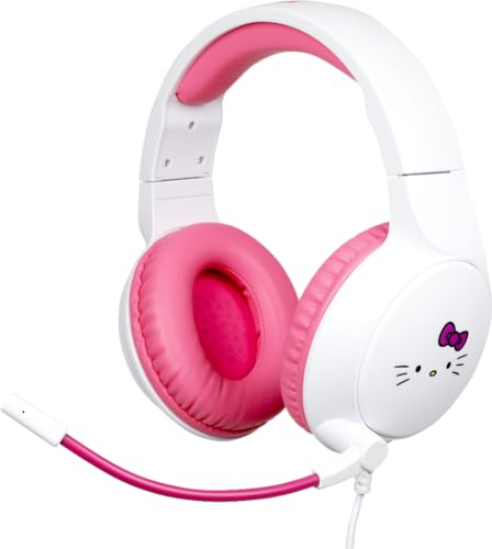 Konix Hello Kitty Kabelgebundenes Gaming-Headset für PC, PS5, Switch 2 und Xbox - Mikrofon - 1,5 m Kabel - 3,5 mm Klinkenstecker - Weiß und Pink Bild 1
