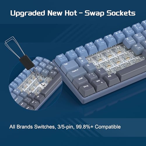 MageGee MK-STAR61 60% Mechanische Tastatur DE Layout, Hot-Swap-fähige kabelgebundene RGB-Gaming-Tastatur mit Farbstoff-Sublimationstastenkappen, vorgeölten Schaltern, Eva-Schaum für Mac/Win (blau) Bild 4