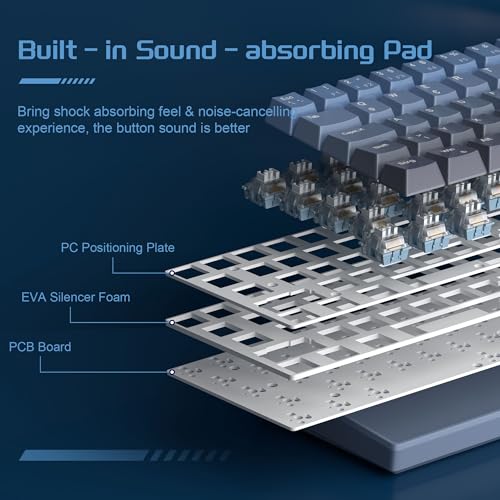 MageGee MK-STAR61 60% Mechanische Tastatur DE Layout, Hot-Swap-fähige kabelgebundene RGB-Gaming-Tastatur mit Farbstoff-Sublimationstastenkappen, vorgeölten Schaltern, Eva-Schaum für Mac/Win (blau) Bild 5