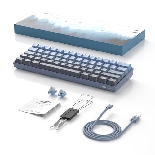 MageGee MK-STAR61 60% Mechanische Tastatur DE Layout, Hot-Swap-fähige kabelgebundene RGB-Gaming-Tastatur mit Farbstoff-Sublimationstastenkappen, vorgeölten Schaltern, Eva-Schaum für Mac/Win (blau) Bild 7