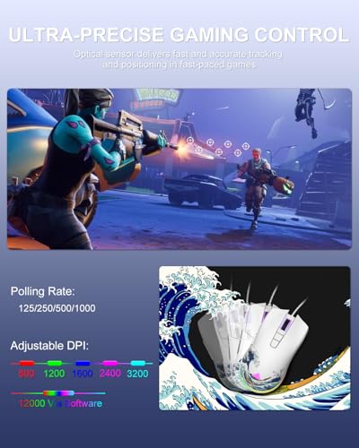 COSTOM XVX G705 Kabelgebundene Gaming-Maus, RGB-Hintergrundbeleuchtung, PC-Gaming-Maus mit einstellbaren 12000 DPI/7 programmierbaren Tasten, Gamer Computer, USB-Maus für Windows, Mac, Laptop, PC Bild 3