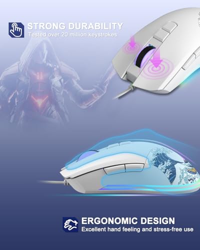 COSTOM XVX G705 Kabelgebundene Gaming-Maus, RGB-Hintergrundbeleuchtung, PC-Gaming-Maus mit einstellbaren 12000 DPI/7 programmierbaren Tasten, Gamer Computer, USB-Maus für Windows, Mac, Laptop, PC Bild 4